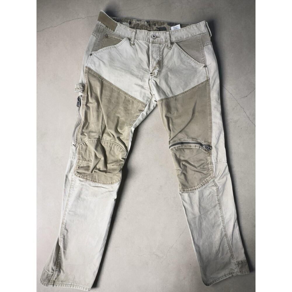 G-Star Raw 5620 3D Worker Zip Pants Tan 32x32 Slim Zip Knee Button Fly